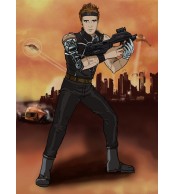 Cyber manga silhouettee