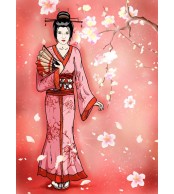 Portrait Manga Geisha - format silhouette